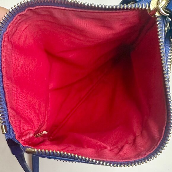 Dooney & Bourke DB Triple Zip North South Blue Pebbled Leather Utility Crossbody - Picture 9 of 14